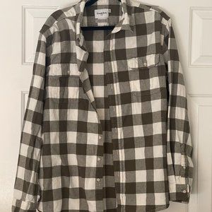 Green and White Buffalo Check Plaid Flannel Shirt XXL